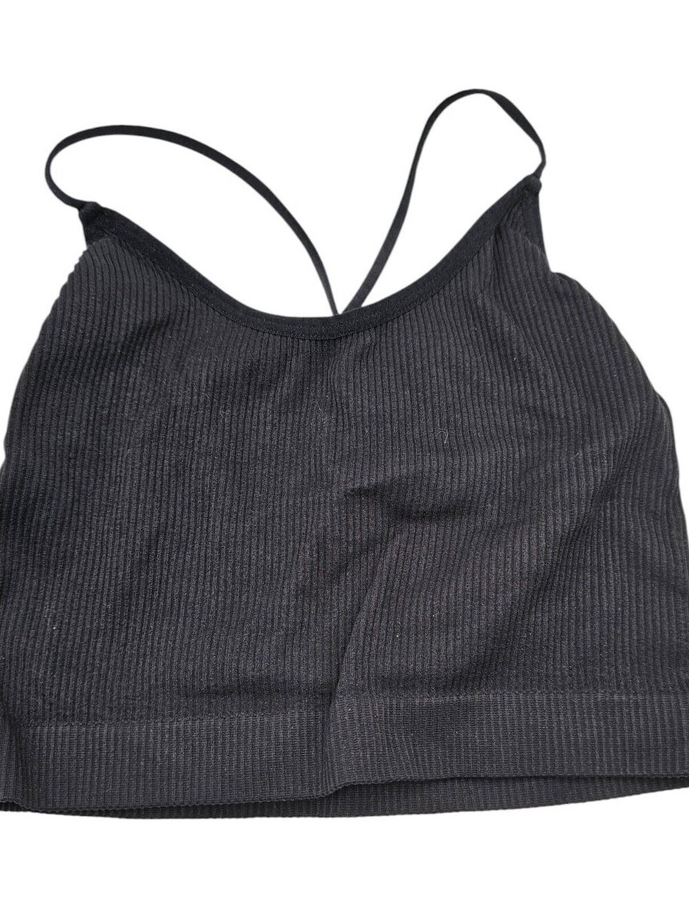 Colsie Womens Sz XS Longline Bralette Black Ribbed Strappy